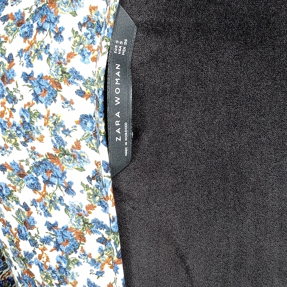 Zara Woman Floral Open Back Peplum 3/4 Sleeve Top Blouse - Picture 3 of 3